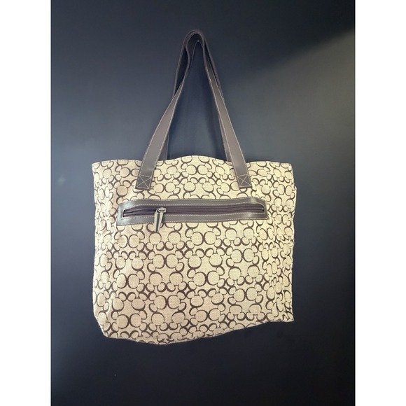 Handbags - Walt Disney World  Vintage Canvas Mickey Head Print  Tote Bag Rare Brown